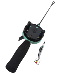 Jasu Ice Fishing Set 60 mm with line and vertical jig silver