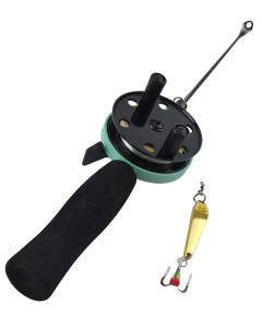 Jasu Ice Fishing Set 60 mm with line and vertical jig gold