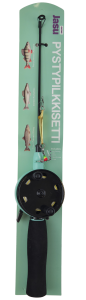 Jasu Ice Fishing Set 60 mm with line and vertical jig gold