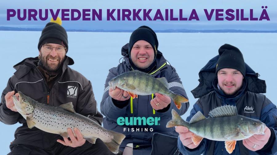 Ahvenen pilkintää Puruvedellä kirkkaista vesistä