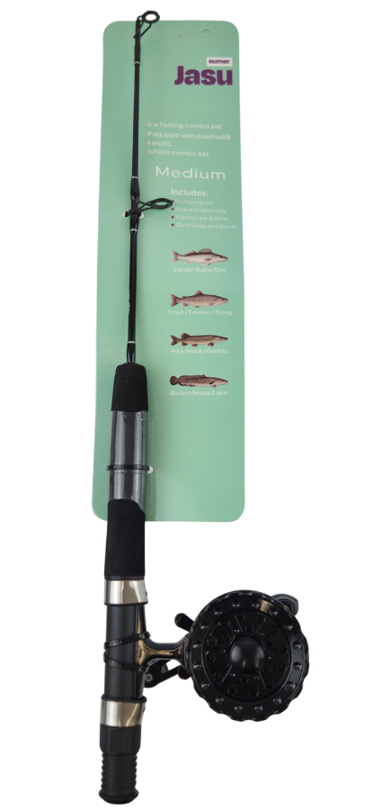 Jasu Ice fishing set with geared reel Medium + line