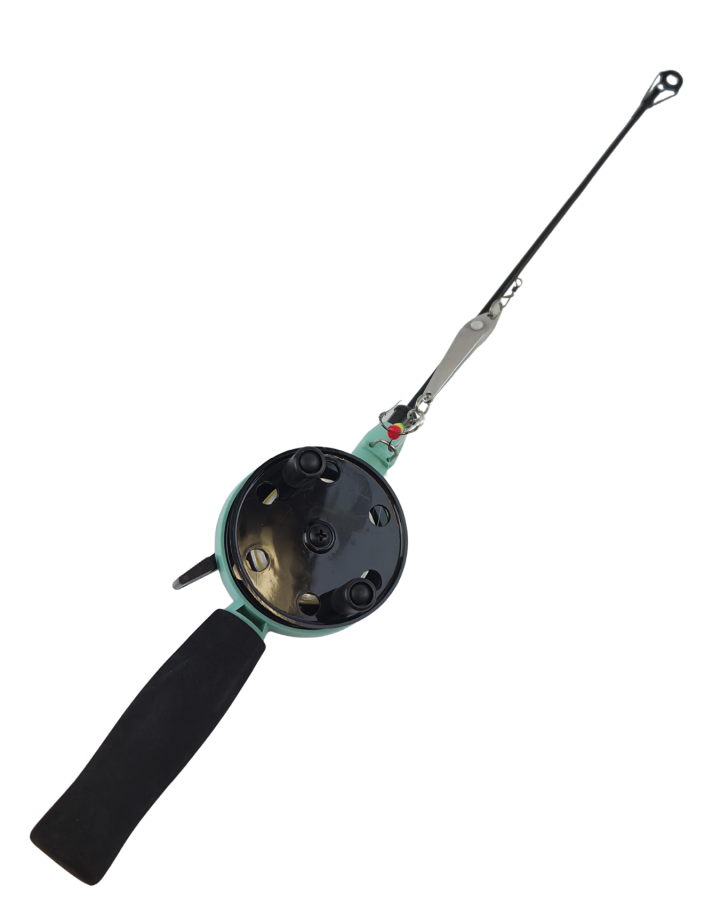 Jasu Ice Fishing Set 60 mm with line and vertical jig silver