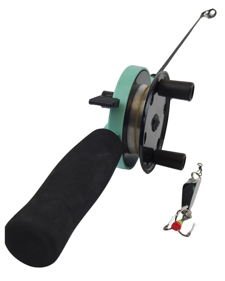 Jasu Ice Fishing Set 60 mm with line and vertical jig silver