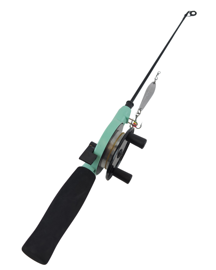 Jasu Ice Fishing Set 60 mm with line and vertical jig silver