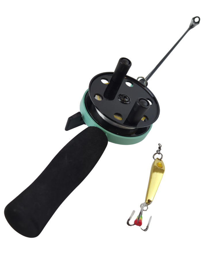 Jasu Ice Fishing Set 60 mm with line and vertical jig gold