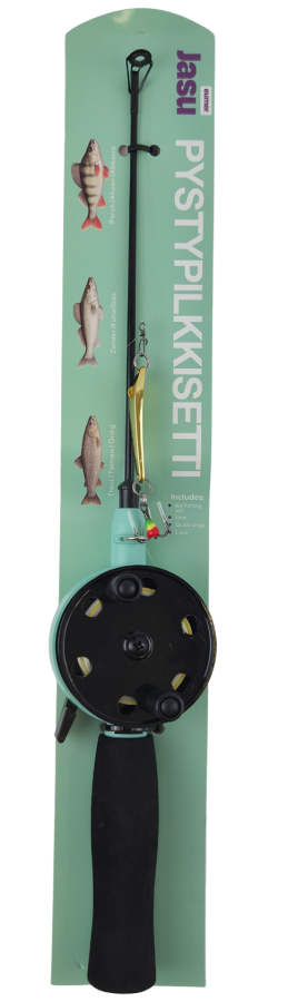 Jasu Ice Fishing Set 60 mm with line and vertical jig gold